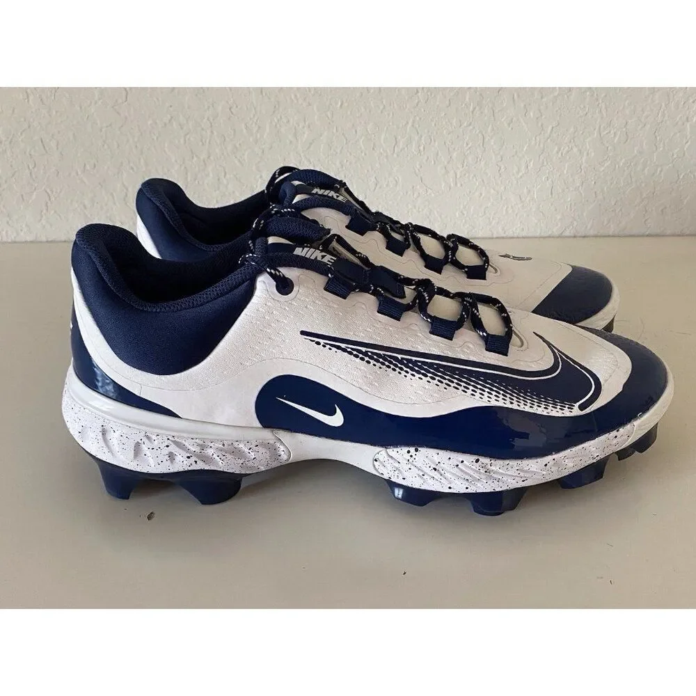 Nike Alpha Huarache Elite 4 Low MCS White Navy Molded Cleats FD6255-107 Men's 14